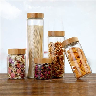 Bamboo Glass Jars