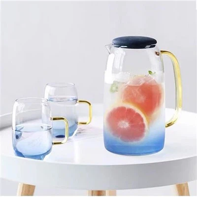 Blue Glass Water Pitcher